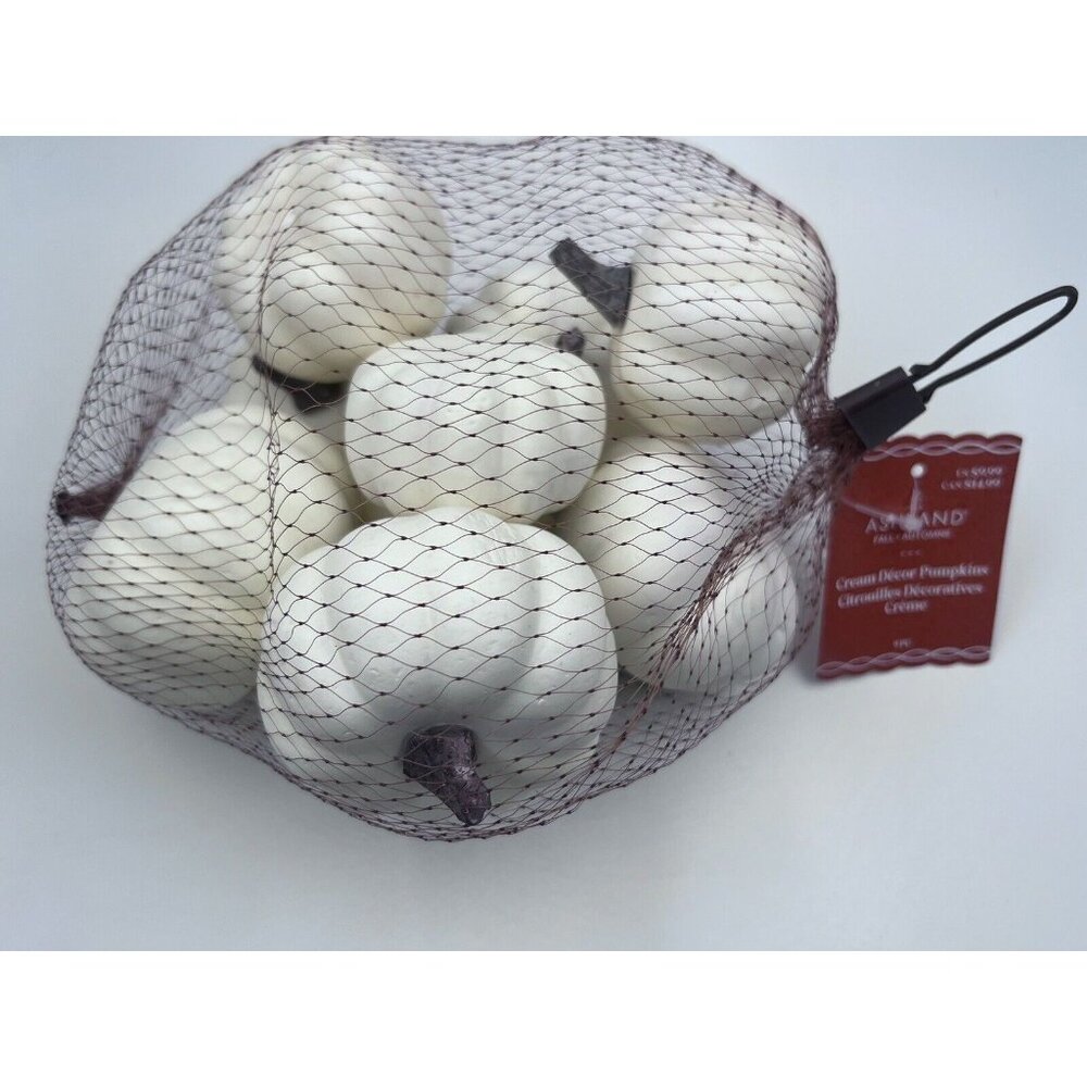 Set Of 9 Small Cream Colored Pumpkins